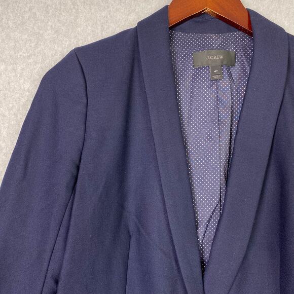 J.Crew Blazer Women's Size 4 Tall Navy Blue Wool Blend One-Button Casual Formal - Picture 4 of 11